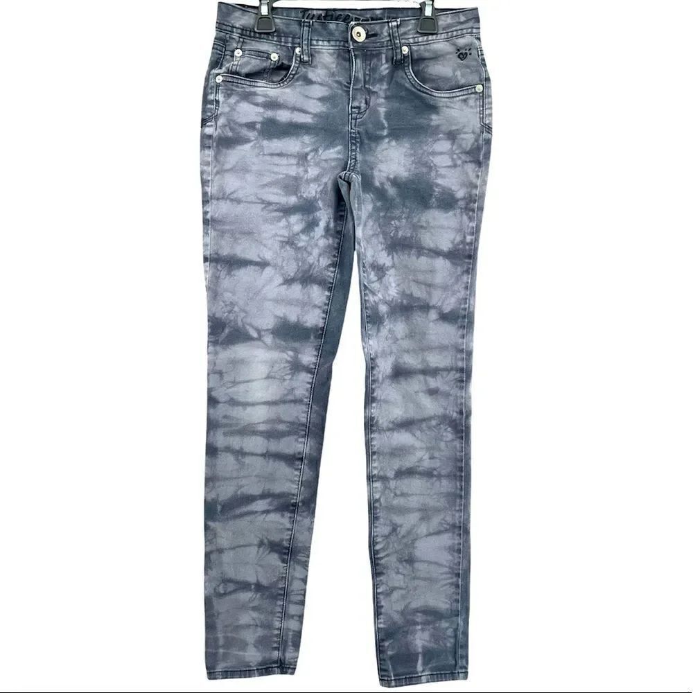 Justice Premium Jeans Girl’s Simply Low Tie Dye Gray Denim Skinny Jeans Size 14